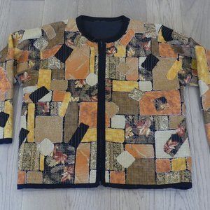 Patches Custom Squares & Rectangles Flowers Brown/Black Women's XXLarge Jacket